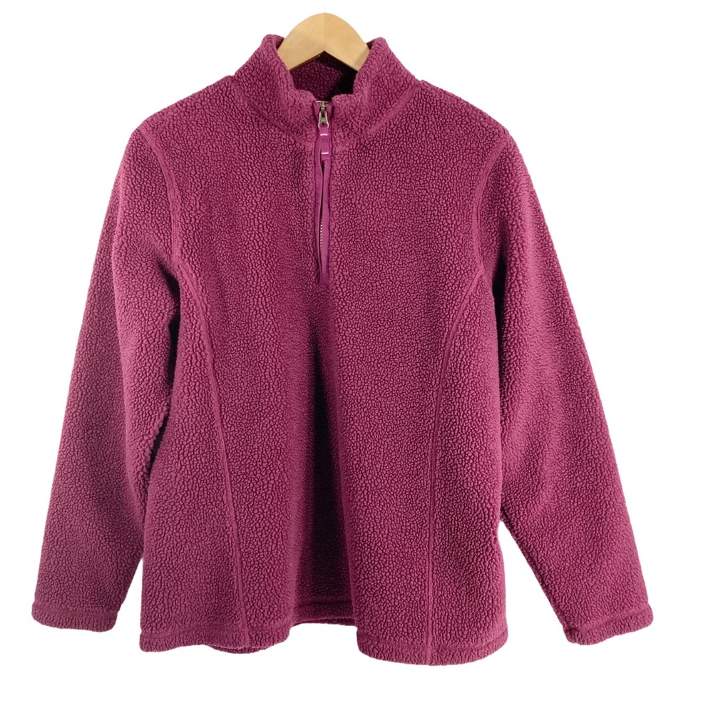 Medium Lands’  Lands End Sherpa 1/4 Zip Quarter Plush Teddy Fleece Pullover